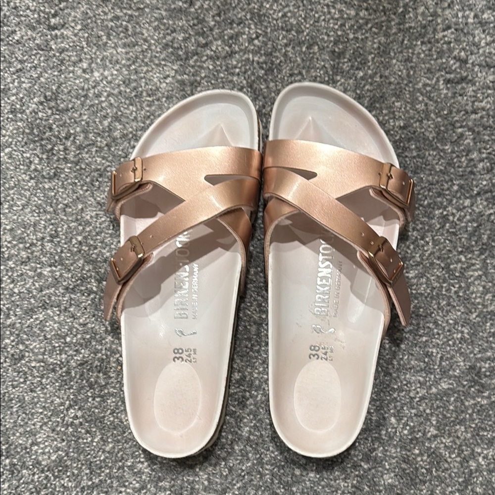 Birkenstock Metallic Rose Gold Sandals